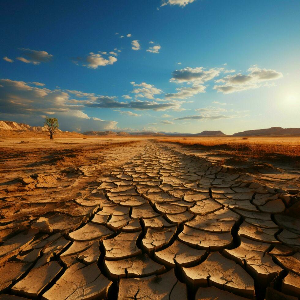 désolation révélé fissuré Terre dans désert dévoile climat changements pénible effets pour social médias Publier Taille ai généré photo