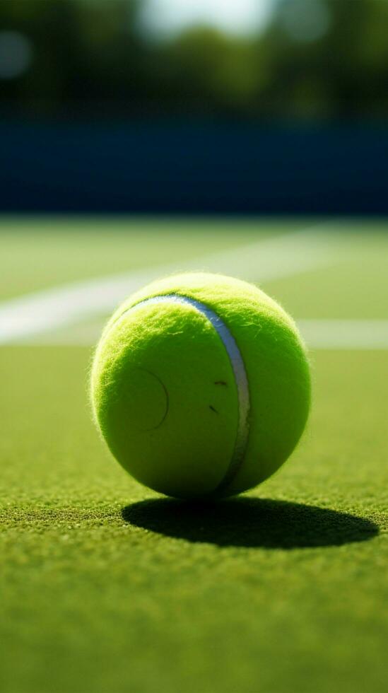 espiègle rencontre se déroule sur une vert tennis tribunal avec une Balle verticale mobile fond d'écran ai généré photo