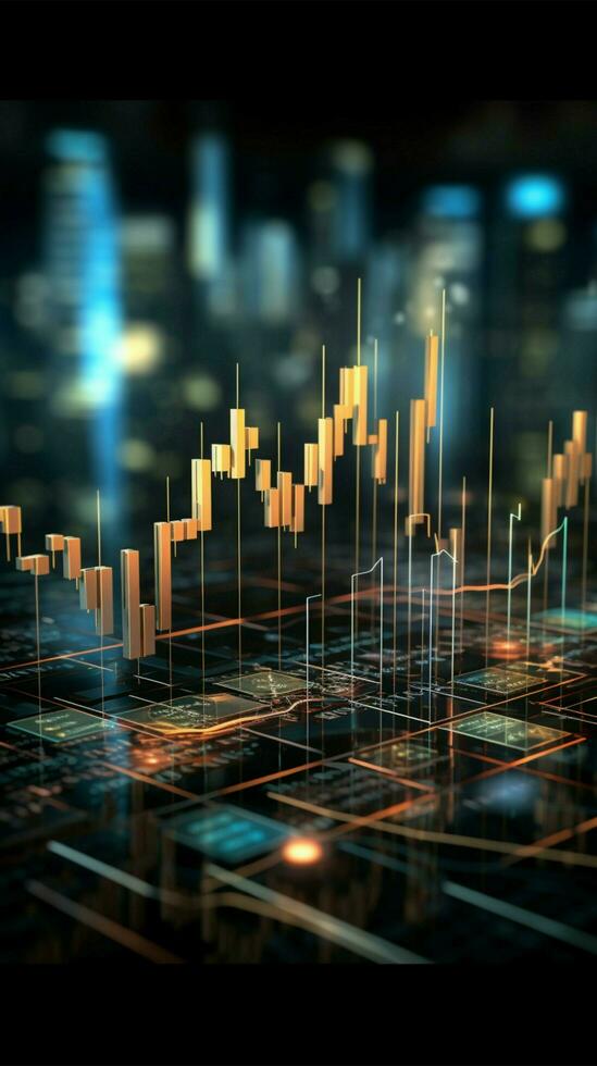 visualisation les tendances entreprise, Stock marché Les données créative représentée pour connaissances verticale mobile fond d'écran ai généré photo