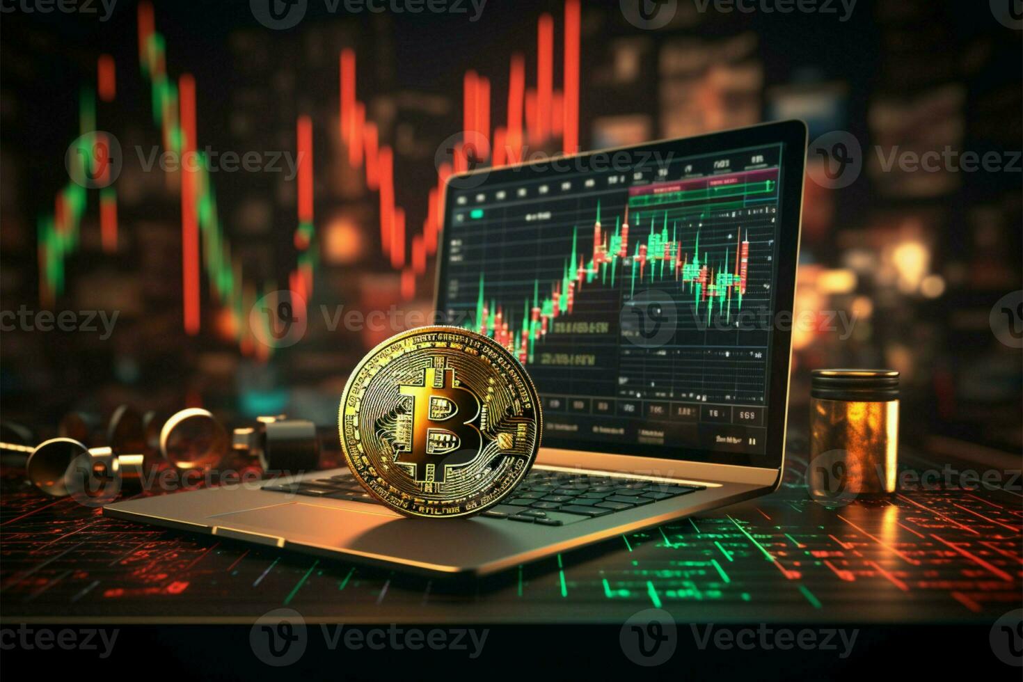 explorer le monde de en ligne crypto commerce avec 3d visuels ai généré photo