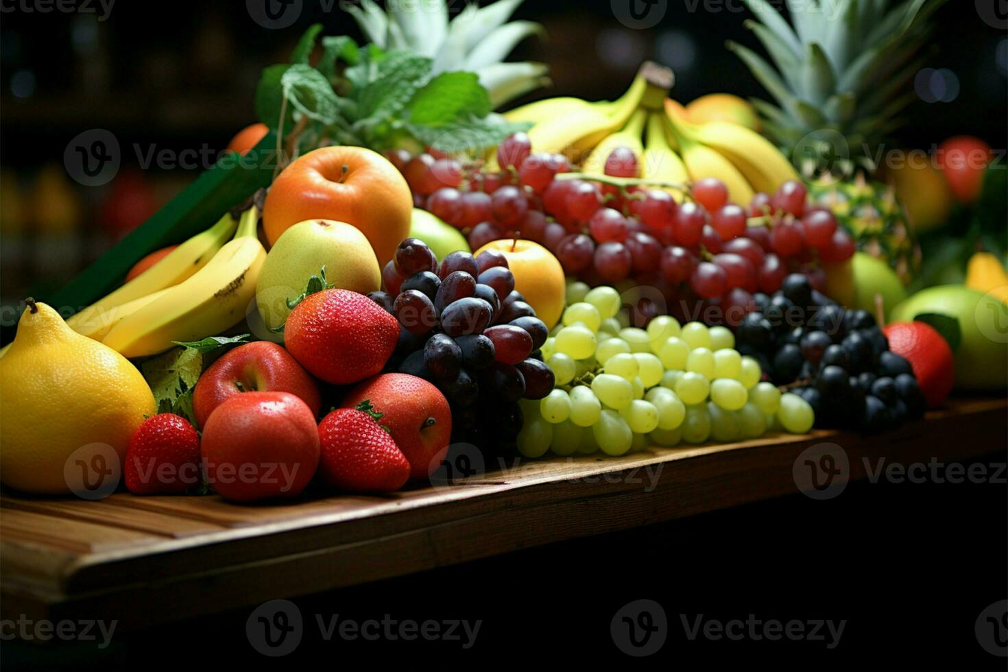 Stock en haut sur qualité des fruits à votre local marché fruit ai généré photo