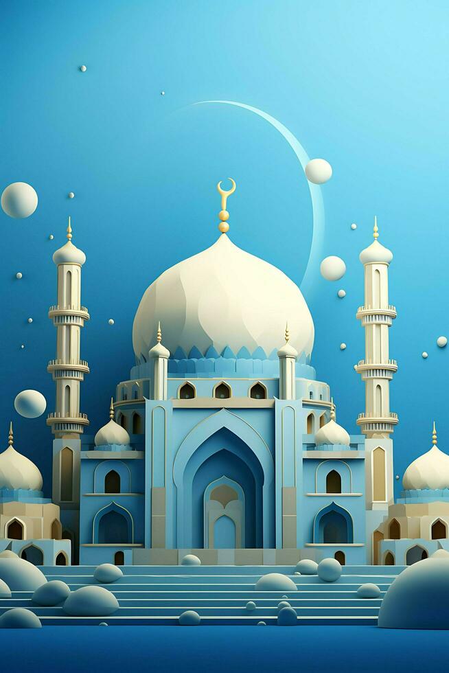 bleu génial mosquée illustration ai génératif photo