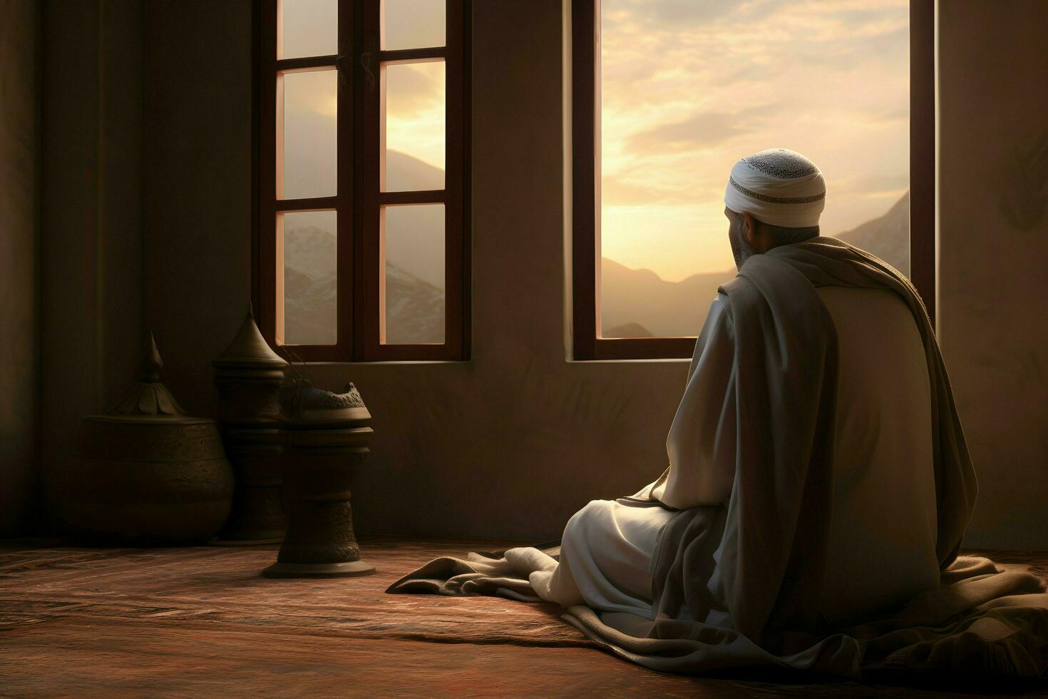 musulman homme dans prier ai génératif photo