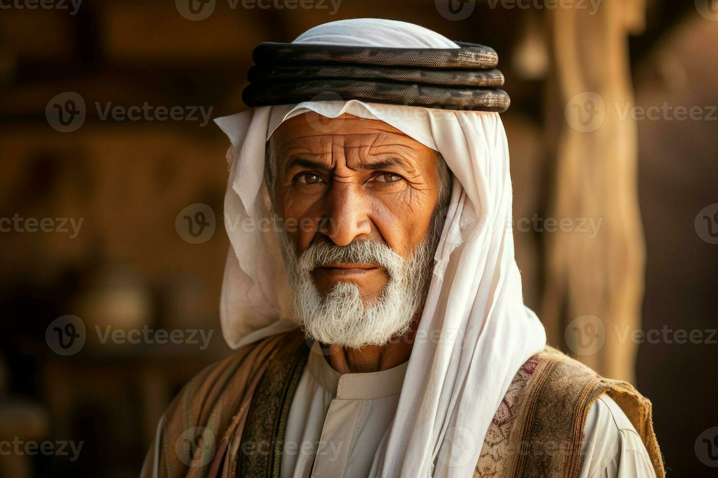 vieux arabe village vieux homme. produire ai photo