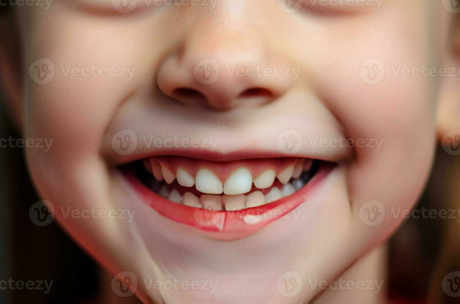 fermer gros enfant sourire. produire ai photo