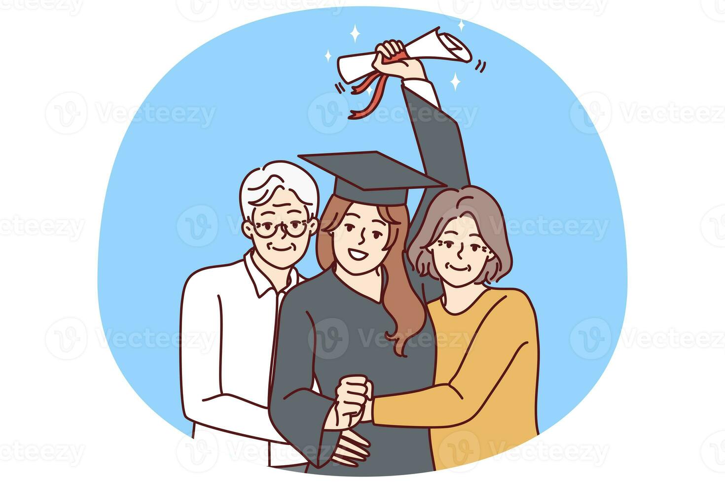content Parents étreinte content fille diplômé photo