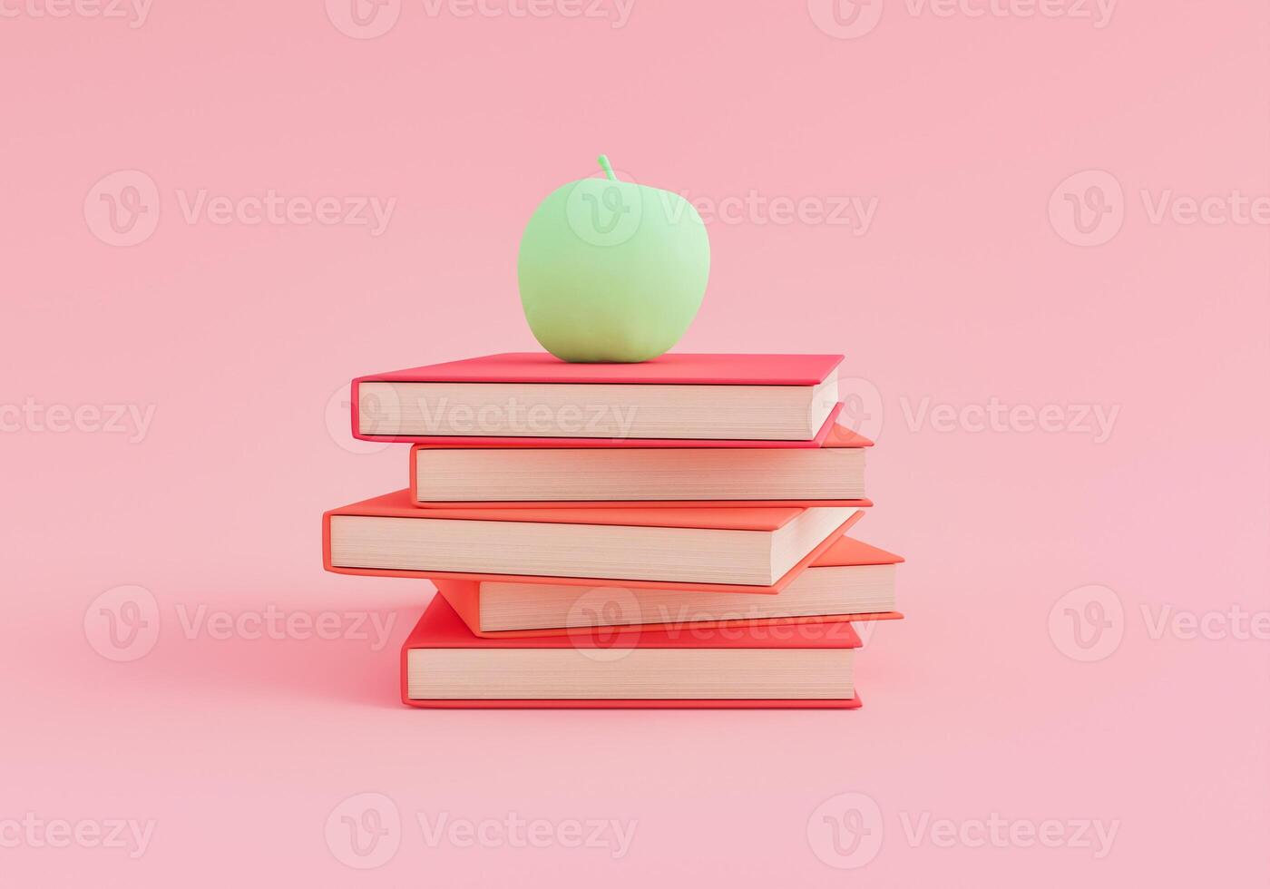 livres minimes avec une pomme sur le dessus photo