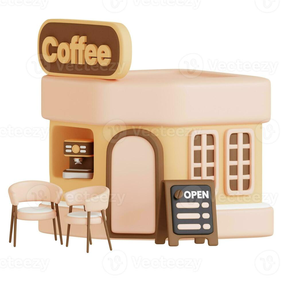 café magasin bâtiment 3d illustration photo