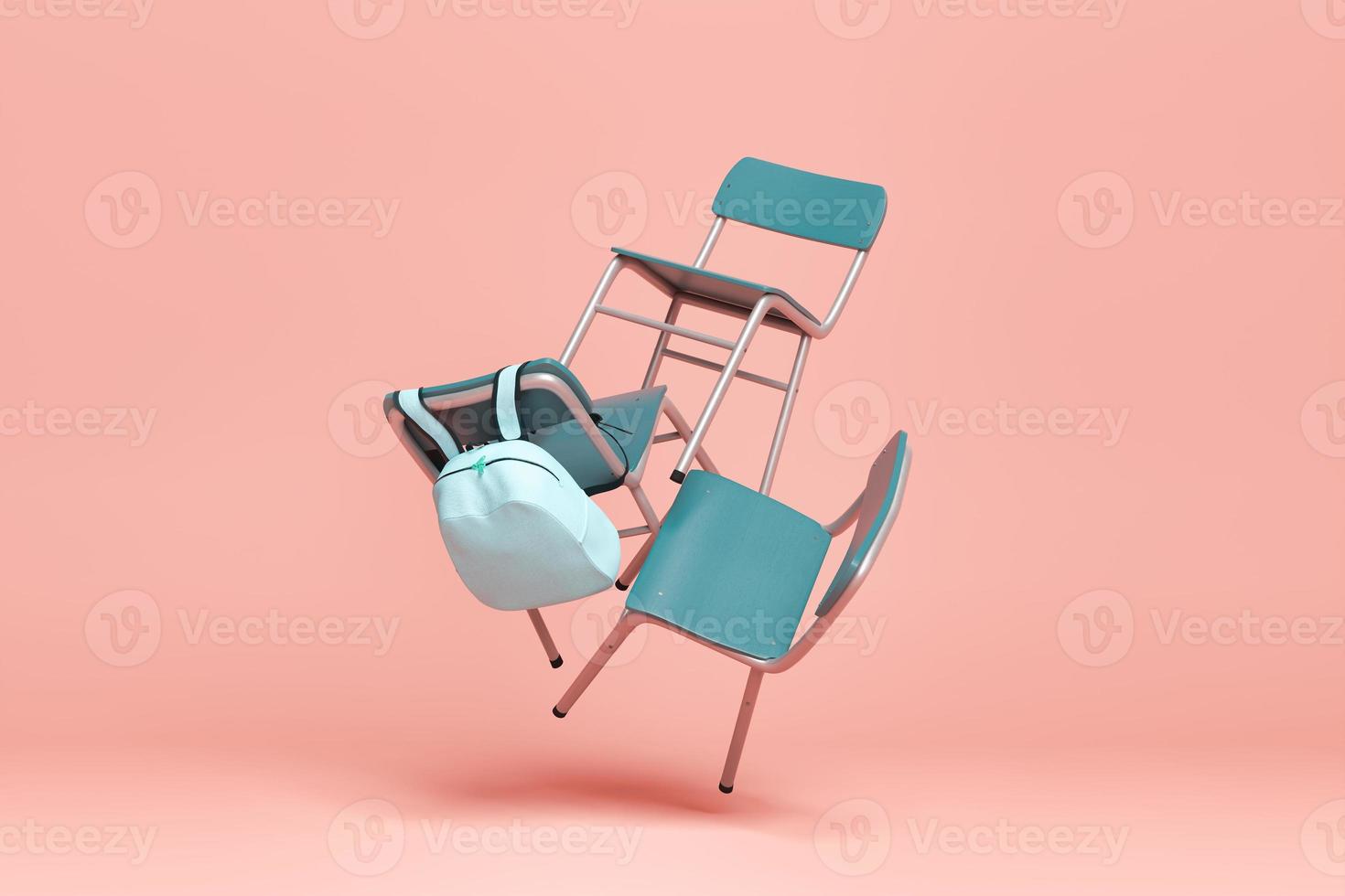 chaises avec sac à dos flottant dans les airs photo