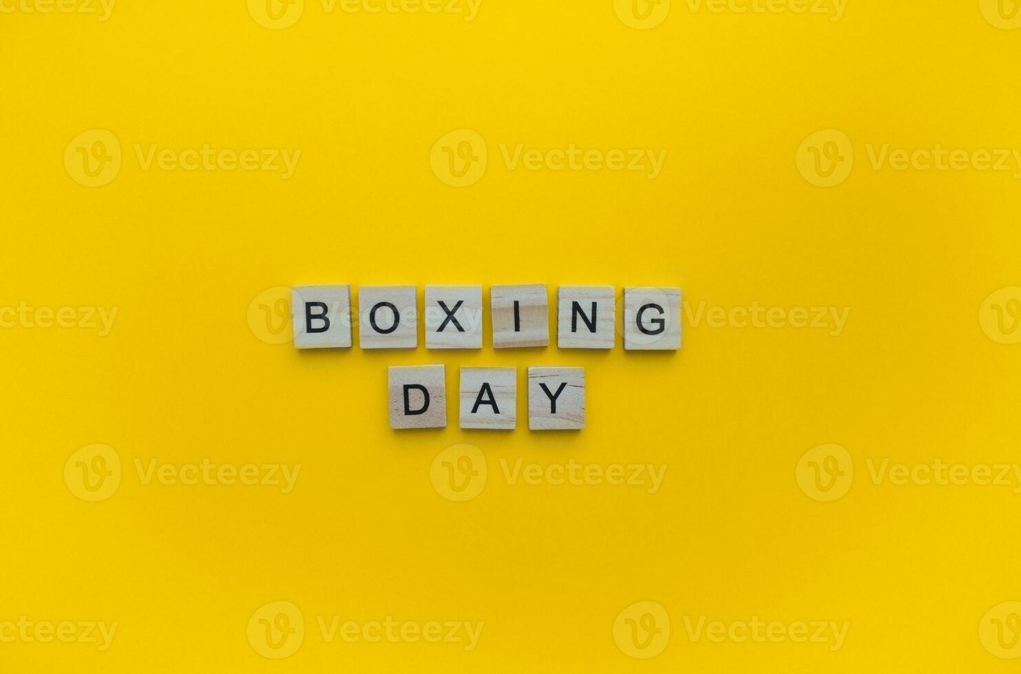 décembre 26, boxe jour, minimaliste bannière avec le une inscription dans en bois des lettres photo