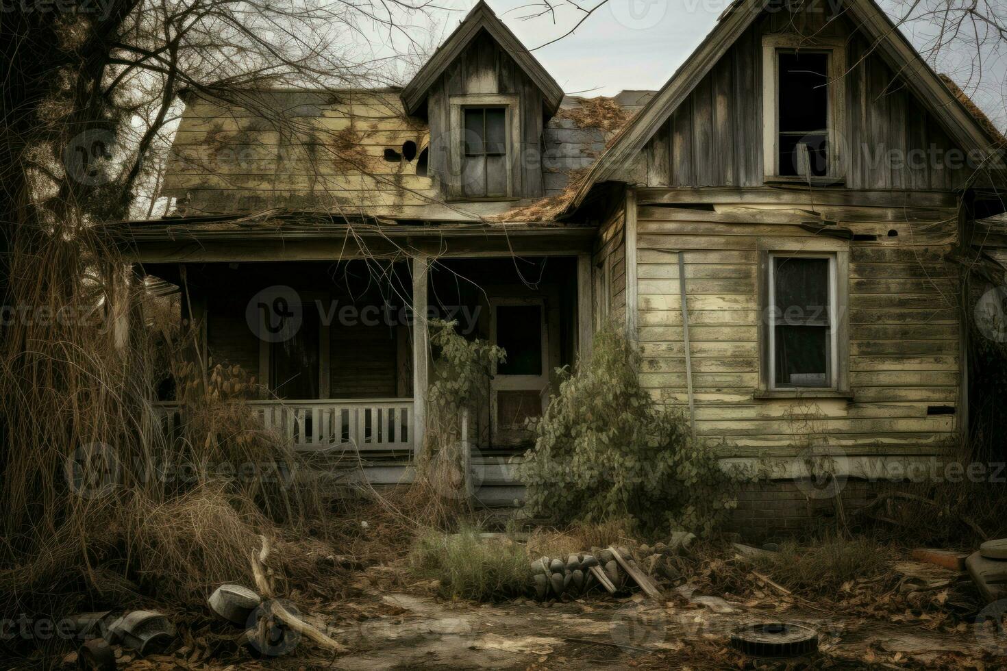 déclinant abandonné maison. produire ai photo