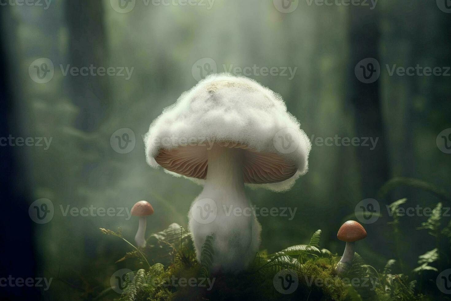 blanc nuage champignon fantaisie. produire ai photo