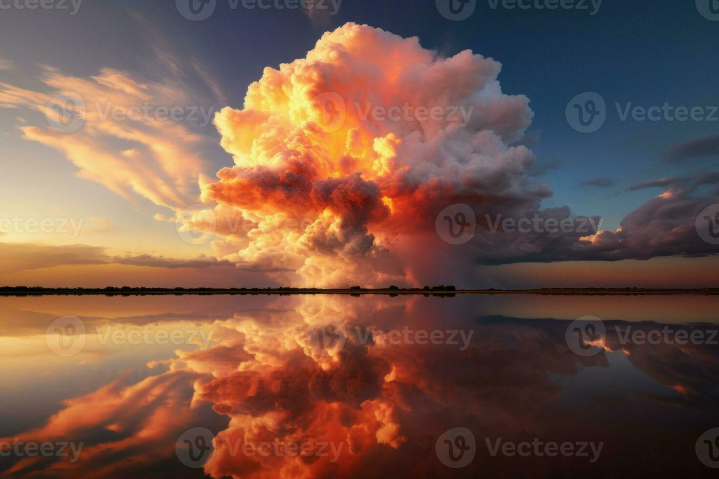 spectaculaire nuage le coucher du soleil explosion. produire ai photo