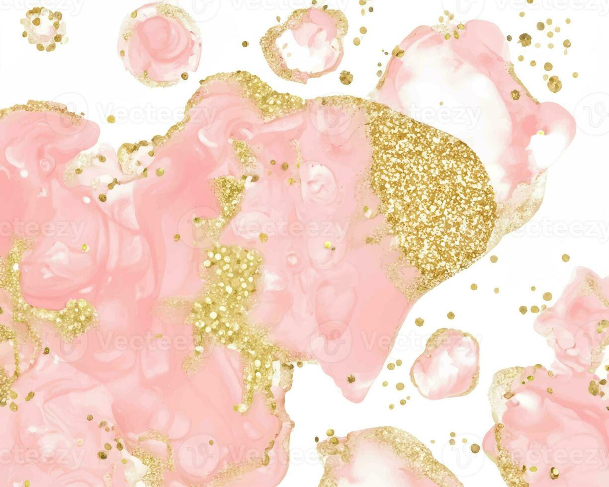 conception élégante d'encre d'alcool rose pastel avec des paillettes d'or photo