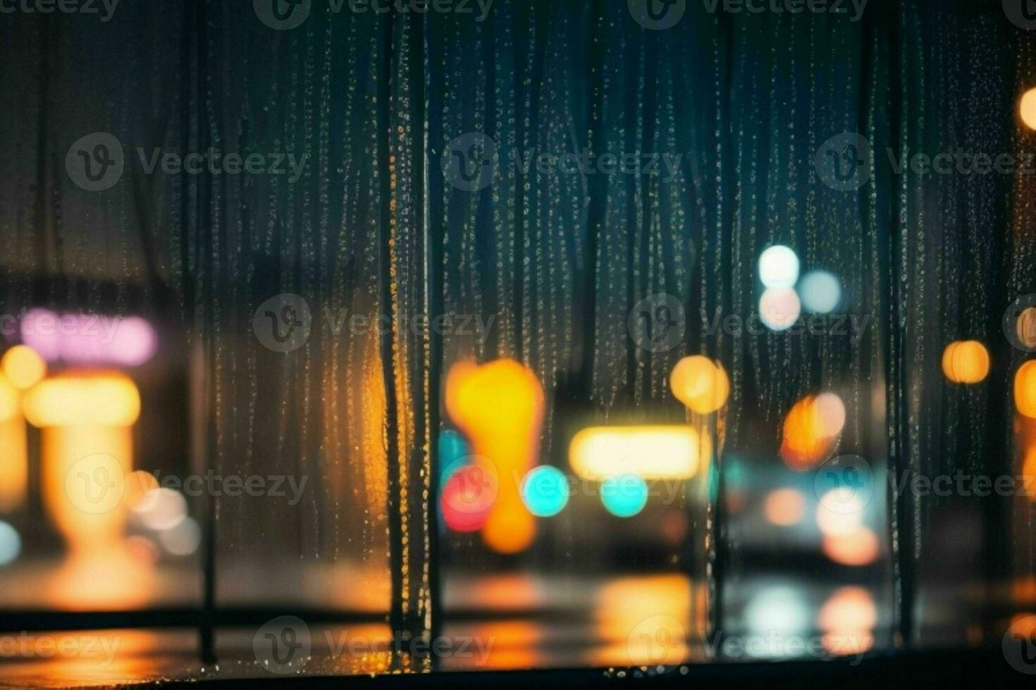 gouttes de pluie et lampadaires à nuit. Contexte. ai génératif pro photo