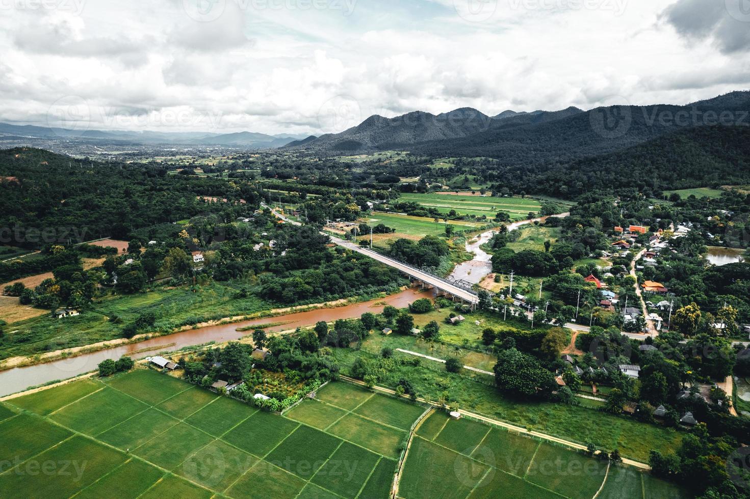 paysage rizière paddy en asie, vue aérienne des rizières photo