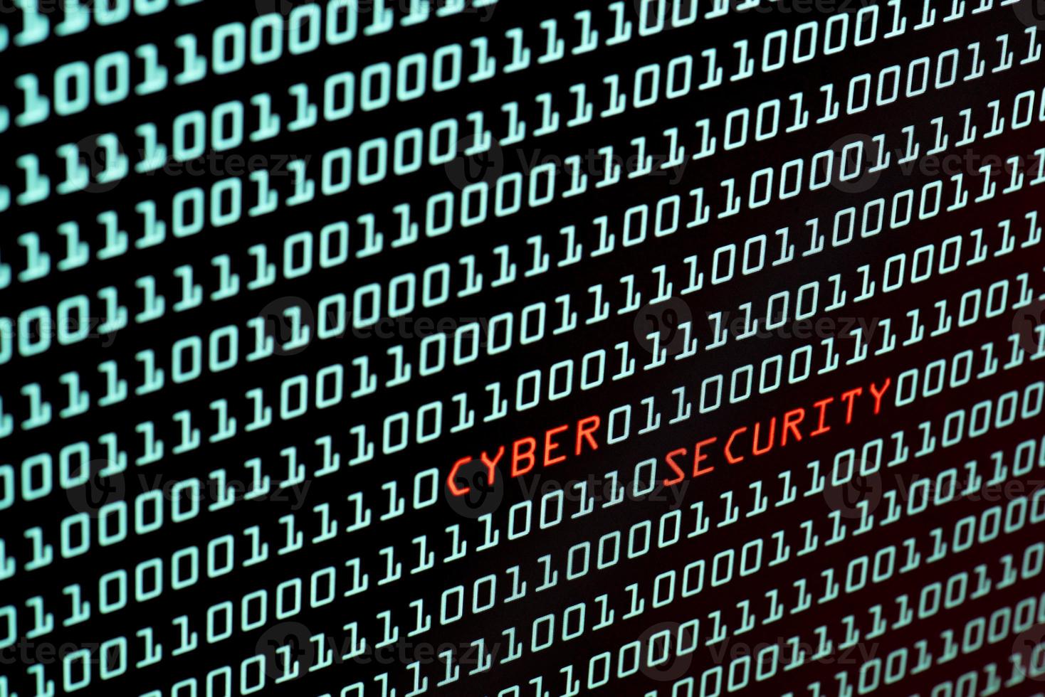 texte de cybersécurité et code binaire photo