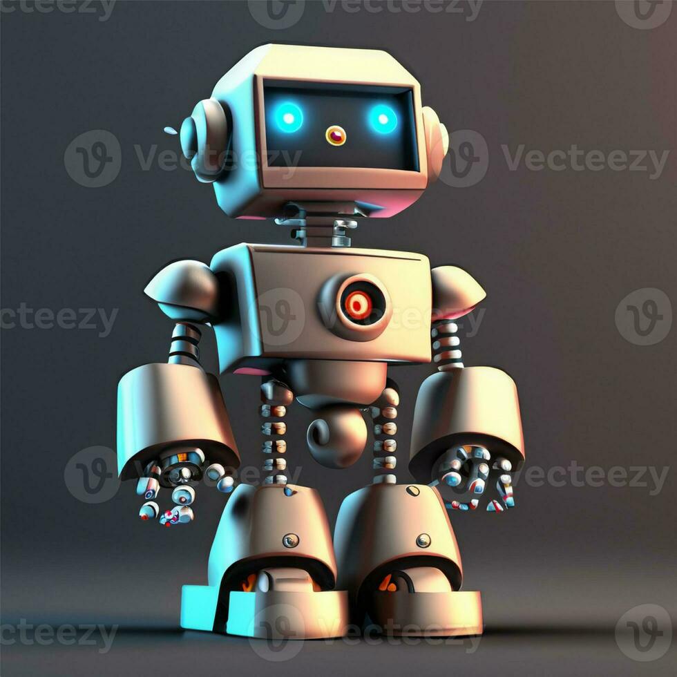 mignonne ai 3d robot avec une plaine noir Contexte ai produire photo