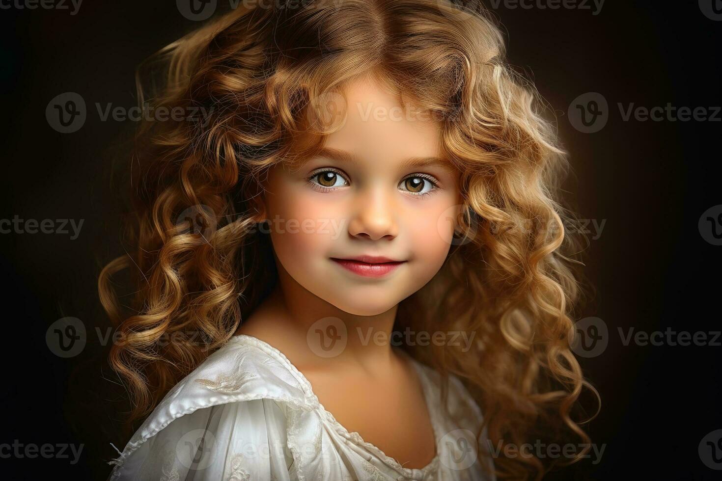 portrait de une peu Princesse fille avec une bégueule regarder. ai génératif photo