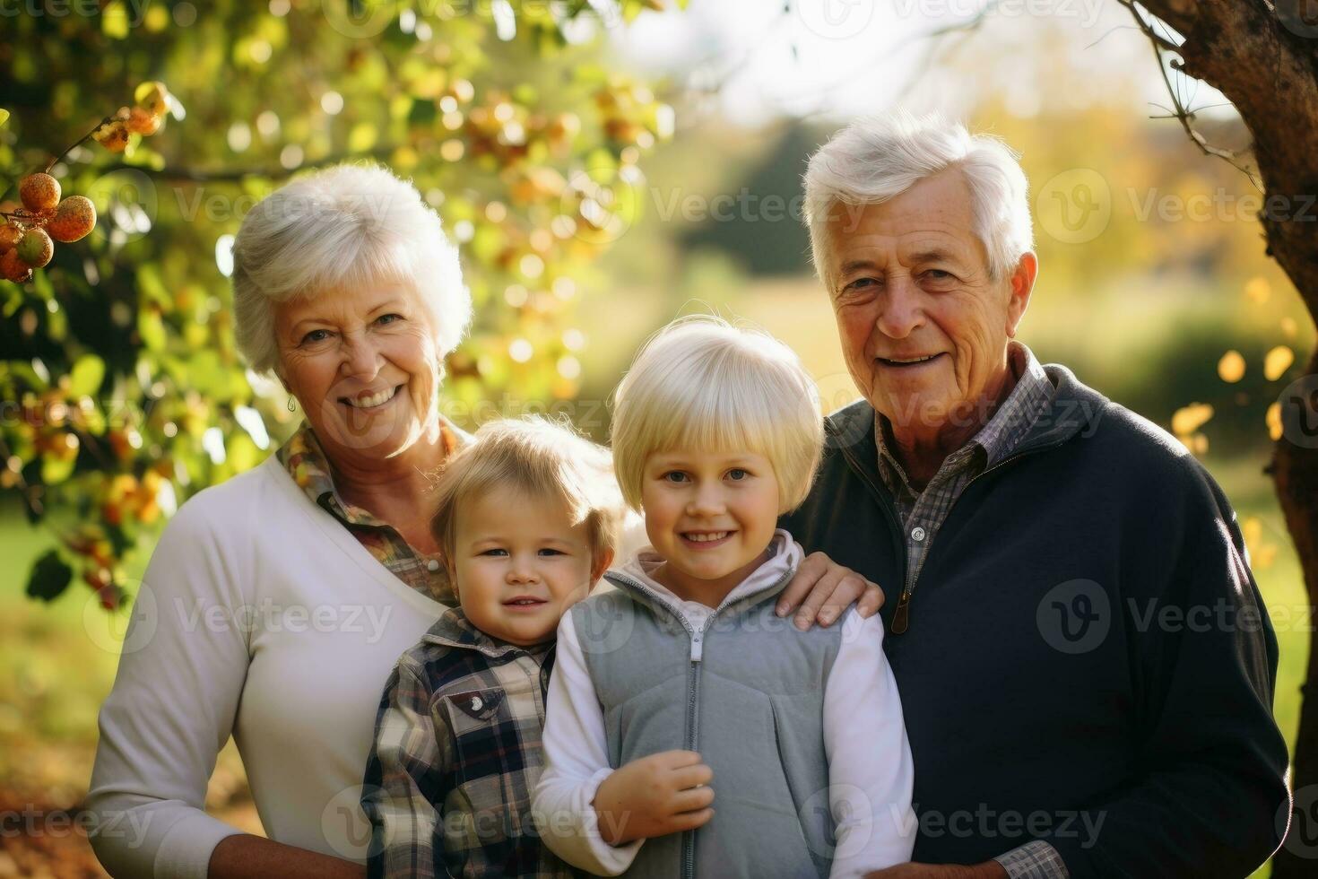 grands-parents avec leur aimé petits-enfants.ai génératif photo