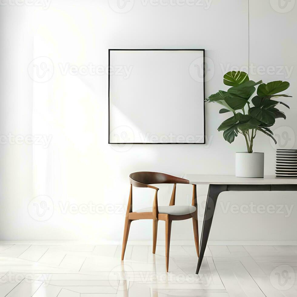 deux mis en pot les plantes dans de face de une Vide image cadre, blanc Toile Contexte ,blanc studio arrière-plan, une minimaliste peinture, blanc ambiant Contexte ,blanc Cadre frontière. ai génératif photo