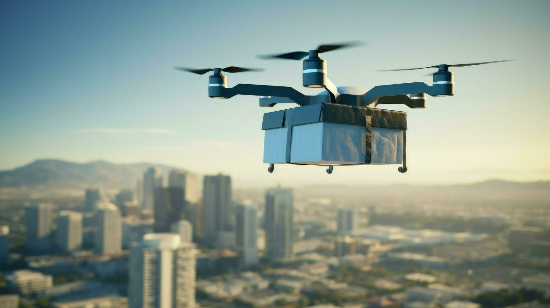 une drone porter paquets. génératif ai photo