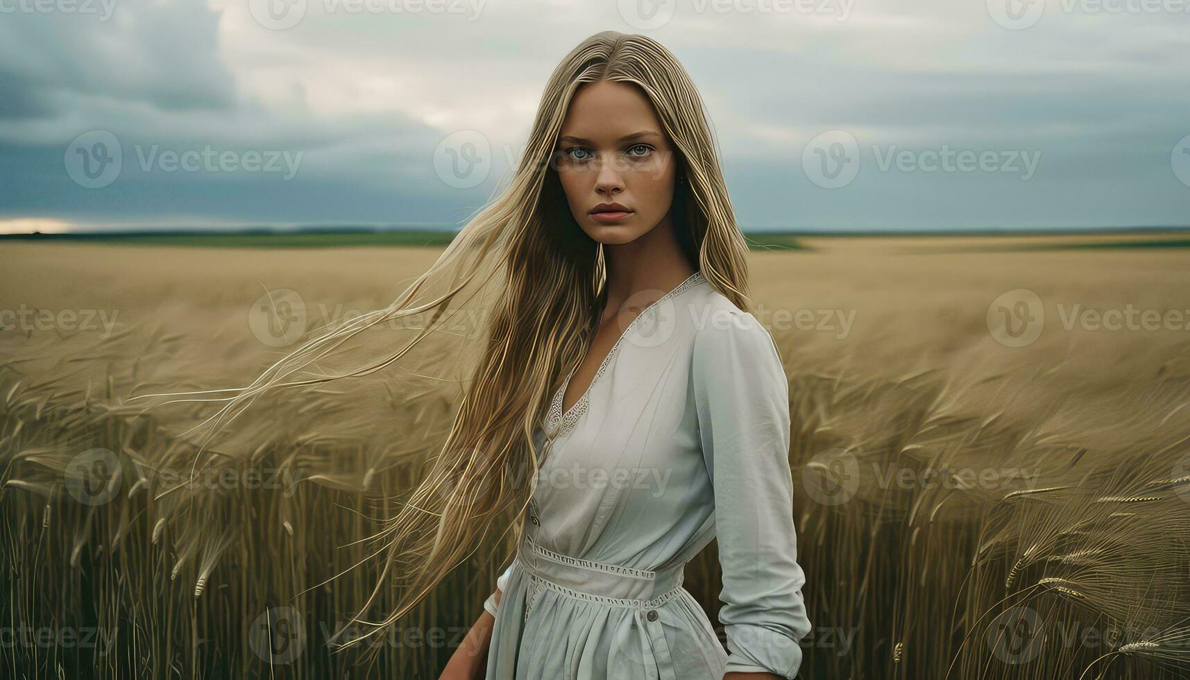 intense Jeune les filles regard dans fermer vue ai généré photo