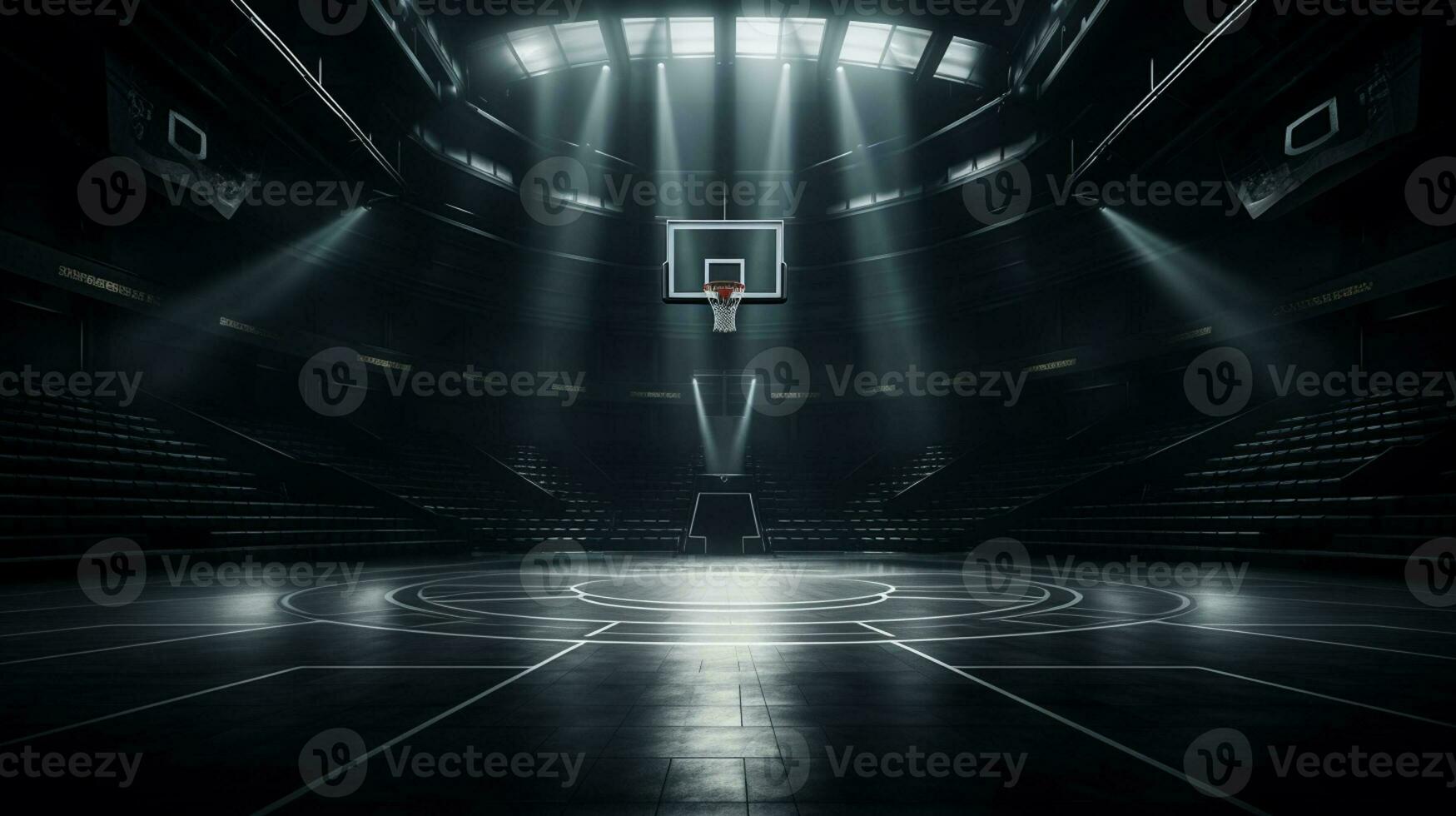 basketball Aller par le panier sur noir arrière-plan, détail tir. génératif ai photo