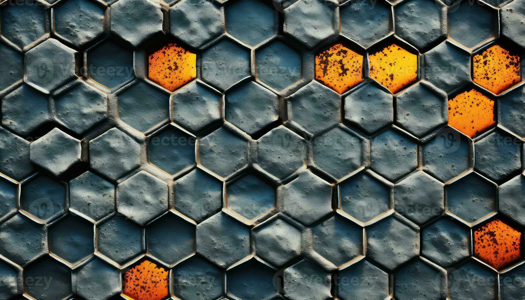 atomique douche métal des atomes sur hexagonal la grille ai généré photo