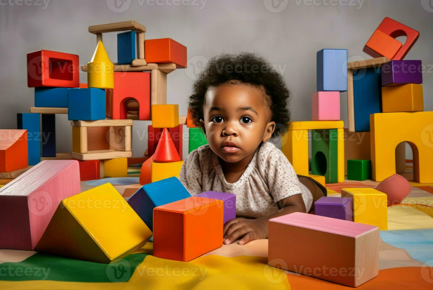 Jeune africain américain bambin jouer. produire ai photo