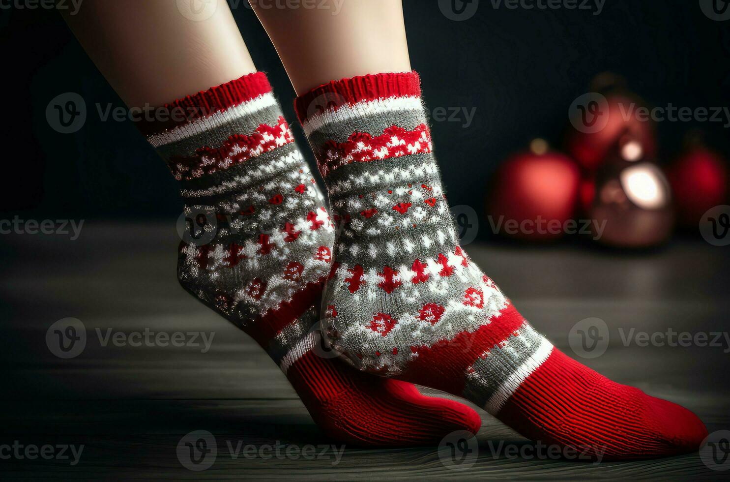 Noël chaussettes jambes. produire ai photo