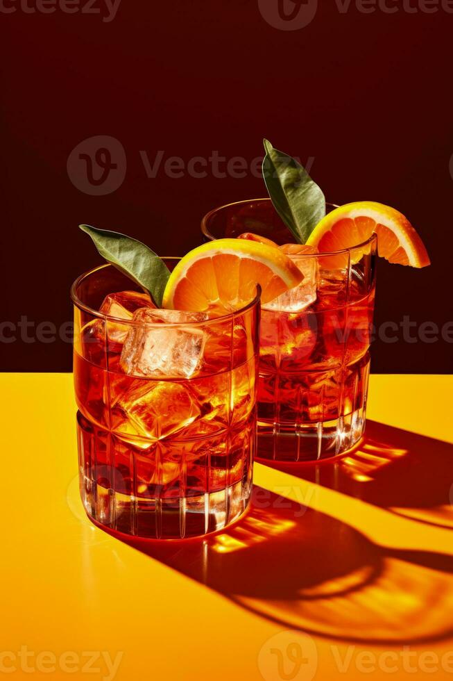 negroni des cocktails astucieusement garni italien bistro style isolé sur une pente Contexte photo