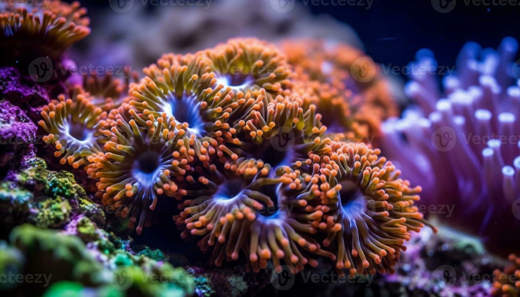 sous-marin récif vitrines la nature beauté avec multi coloré aquatique la vie généré par ai photo