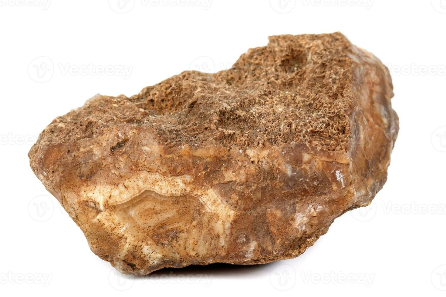 macro minéral pierre agate marron sur blanc Contexte photo