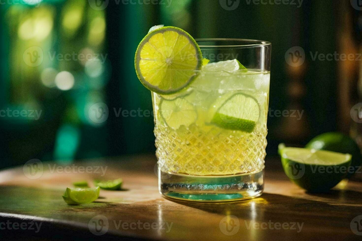 qualité magazine coup de une luxueux verre de citron vert jus. ai génératif photo