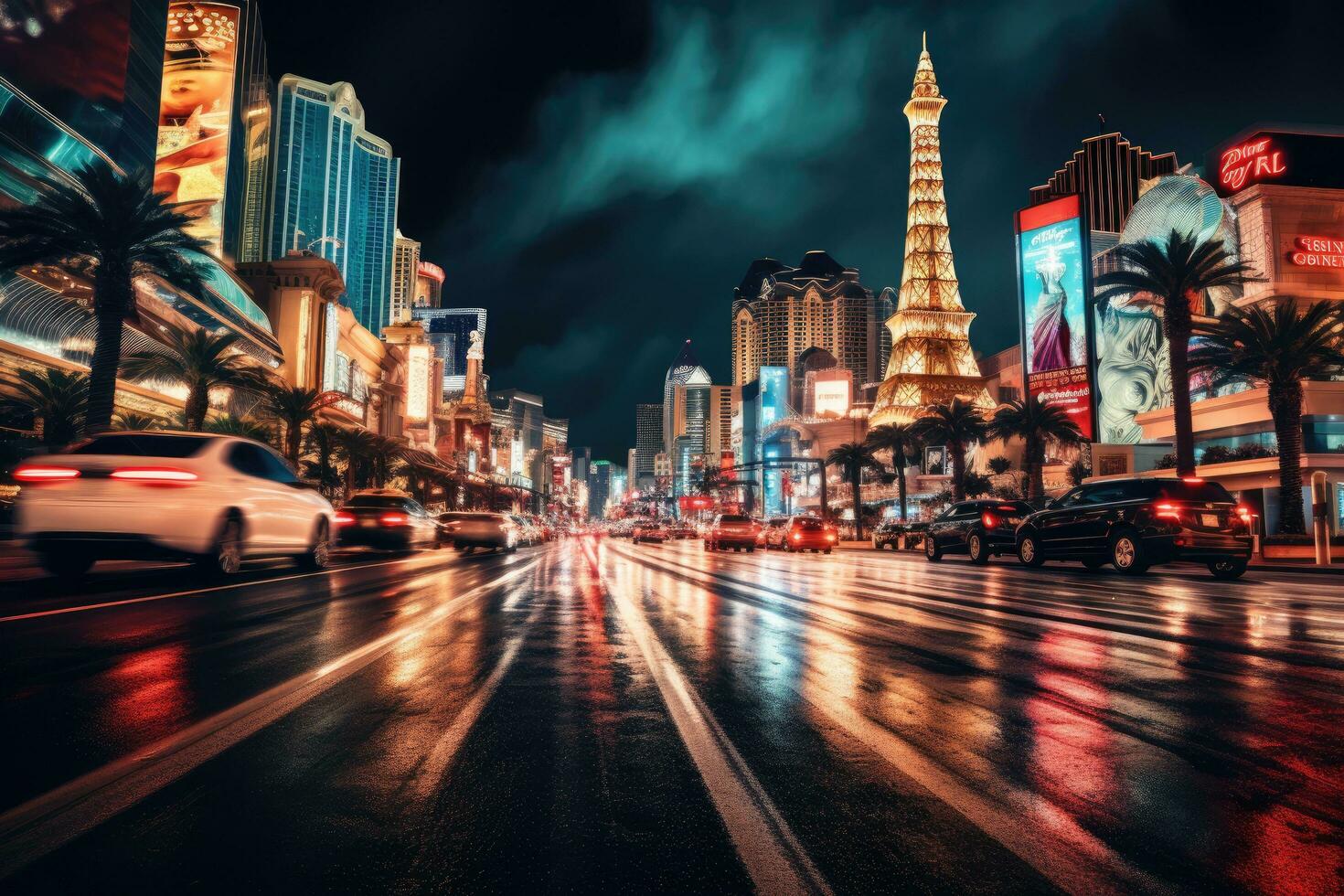 Las Vegas bande à nuit, Nevada, uni États de Amérique, Las Vegas bande nuit, ai généré photo