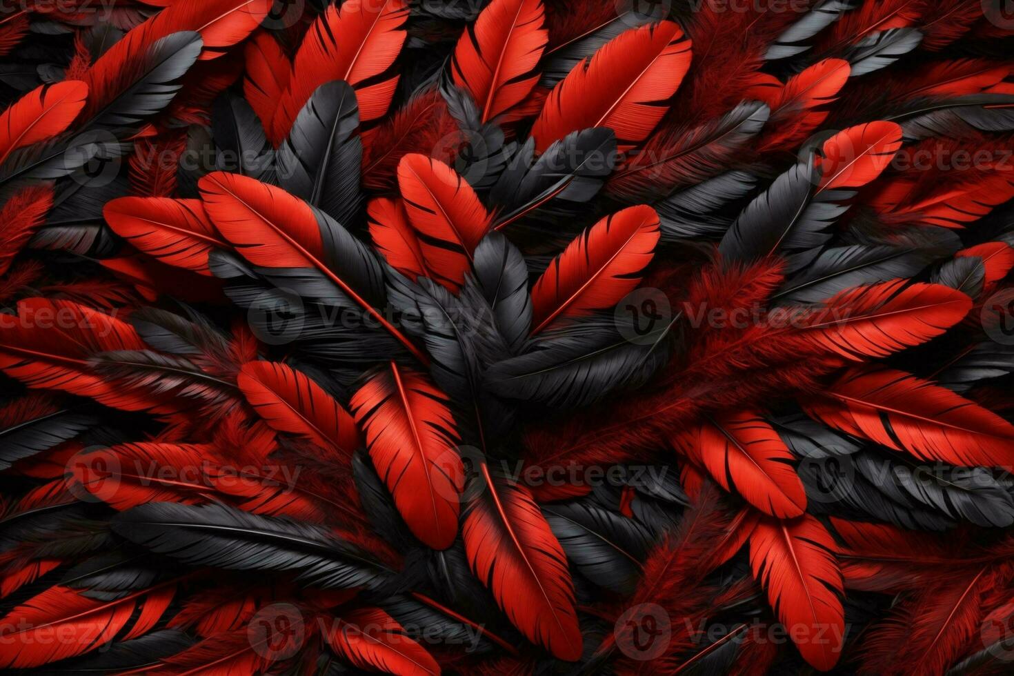 rouge et noir plume arrière-plan, coloré plume fond d'écran, plumes arrière-plan, duveteux plume texture, plume modèle, plume texture, fourrure texture, ai génératif photo