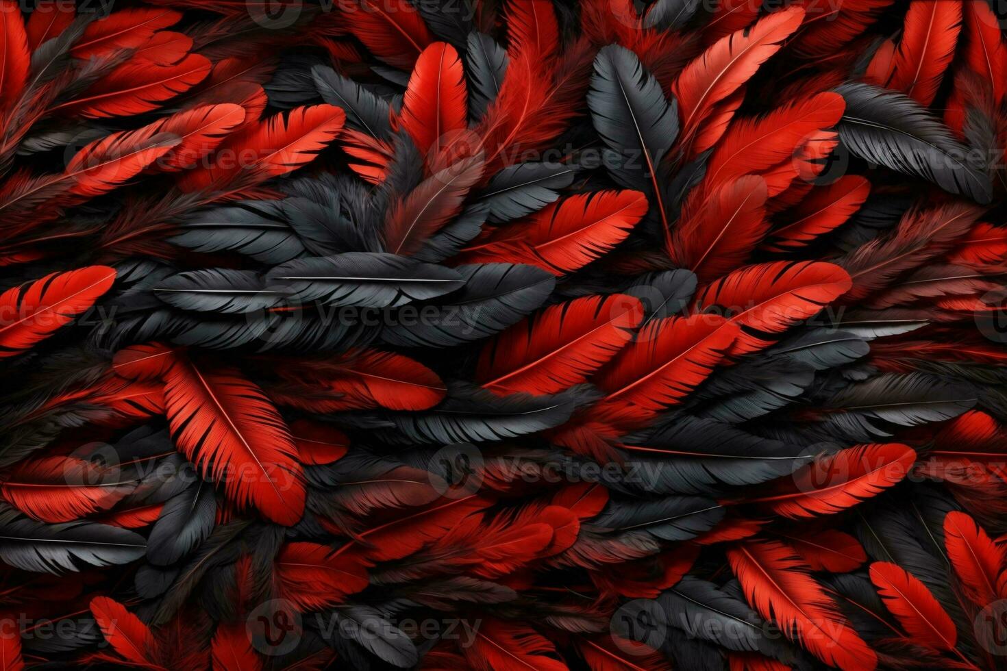 rouge et noir plume arrière-plan, coloré plume fond d'écran, plumes arrière-plan, duveteux plume texture, plume modèle, plume texture, fourrure texture, ai génératif photo