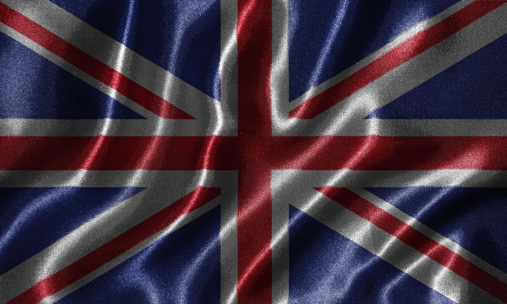papier peint par drapeau du royaume-uni et drapeau ondulant par tissu. photo