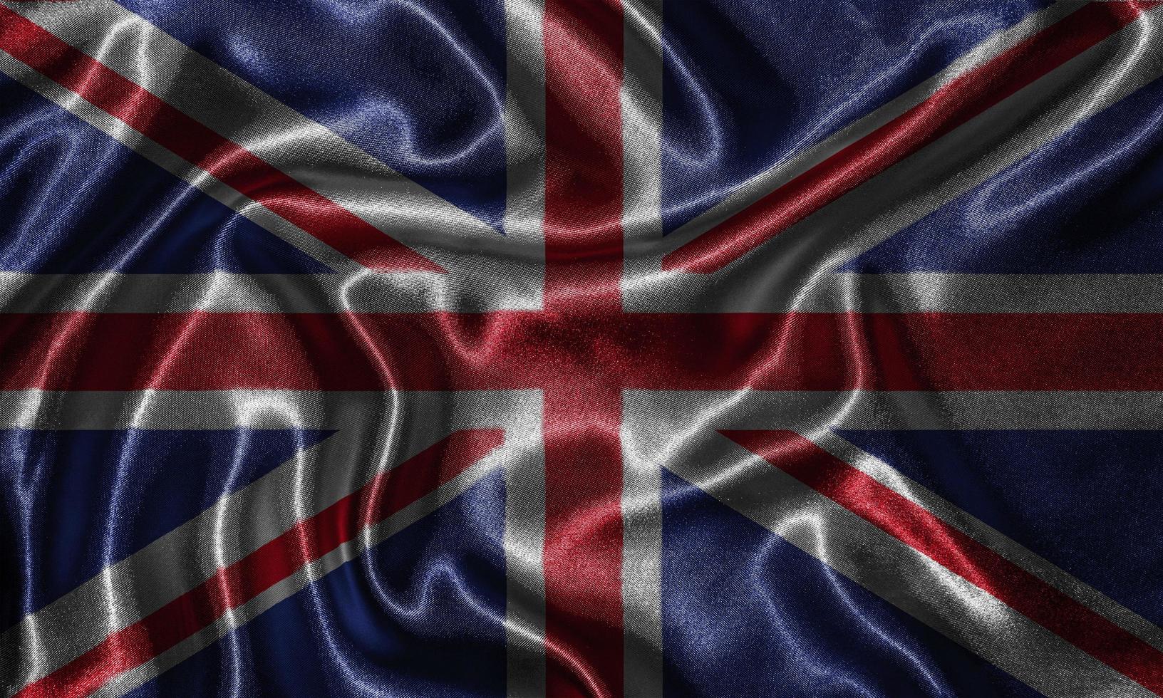 papier peint par drapeau du royaume-uni et drapeau ondulant par tissu. photo