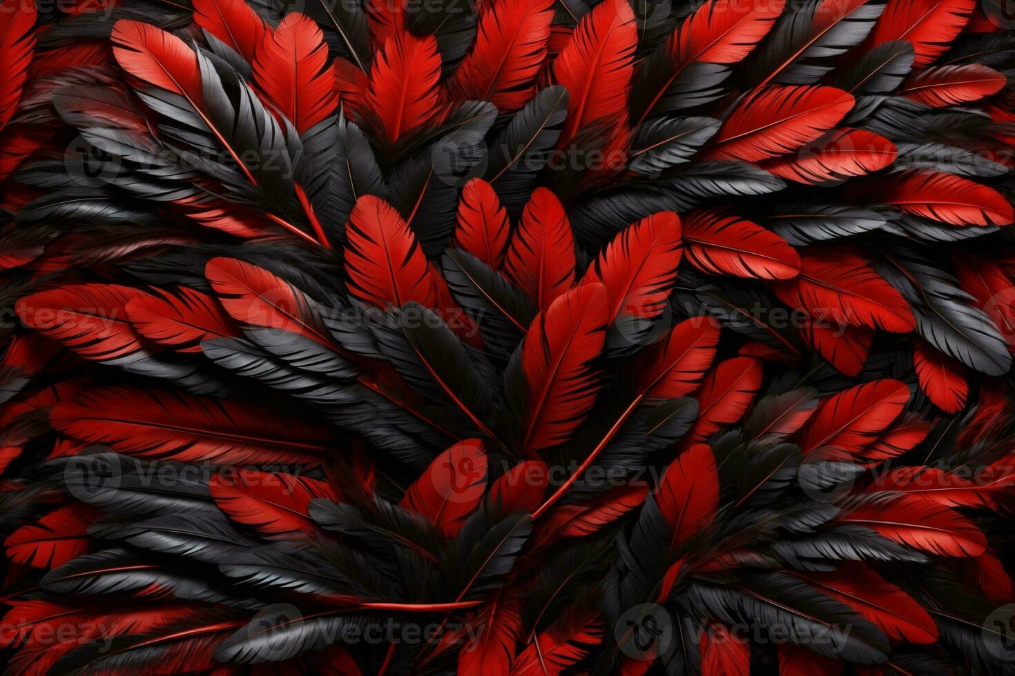 rouge et noir plume arrière-plan, coloré plume fond d'écran, plumes arrière-plan, duveteux plume texture, plume modèle, plume texture, fourrure texture, ai génératif photo