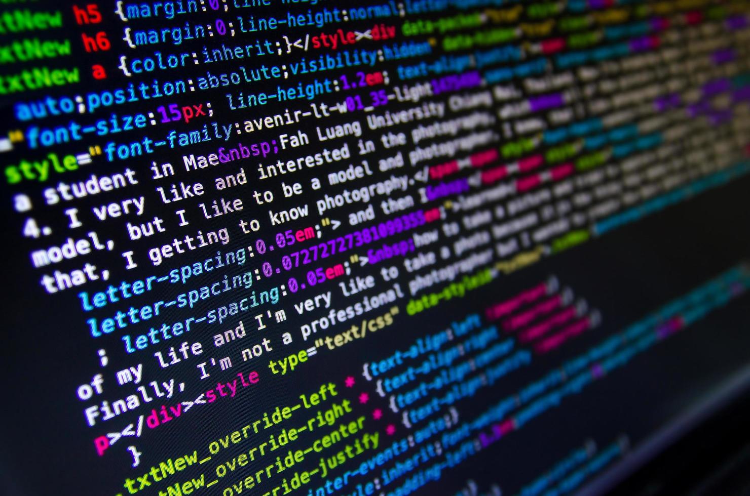 code source et fond d'écran du bureau par codage et programmation. photo