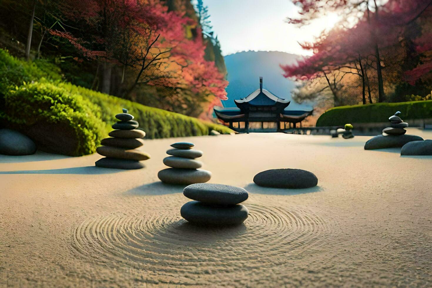 Zen jardin, Japon, Zen jardin, Zen jardin, Zen jardin, z. généré par ai photo
