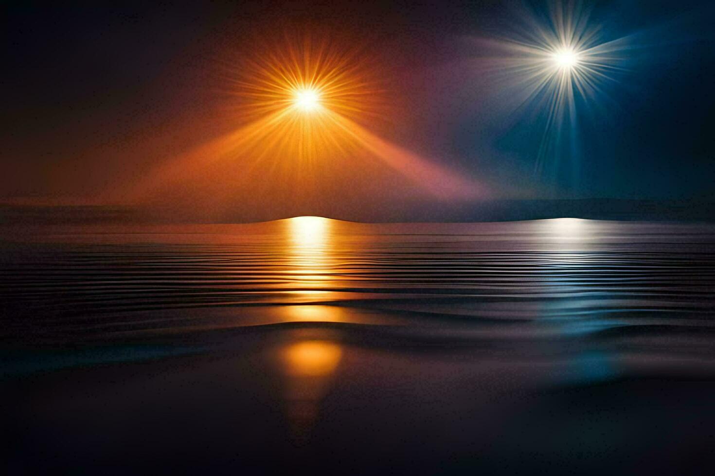 le lune et le Soleil plus de le l'eau. généré par ai photo