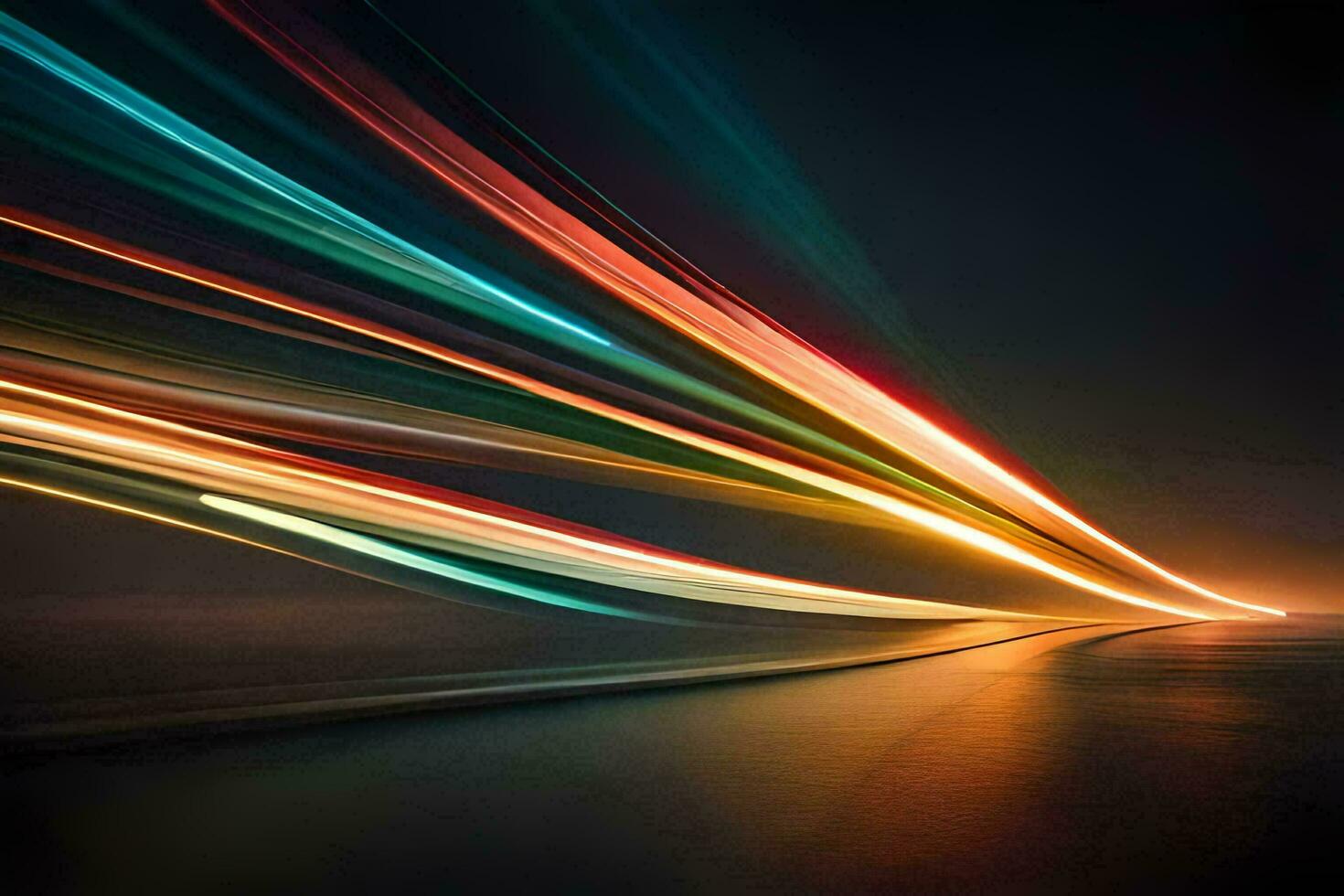 une longue exposition photographier de une voiture conduite sur le route. généré par ai photo