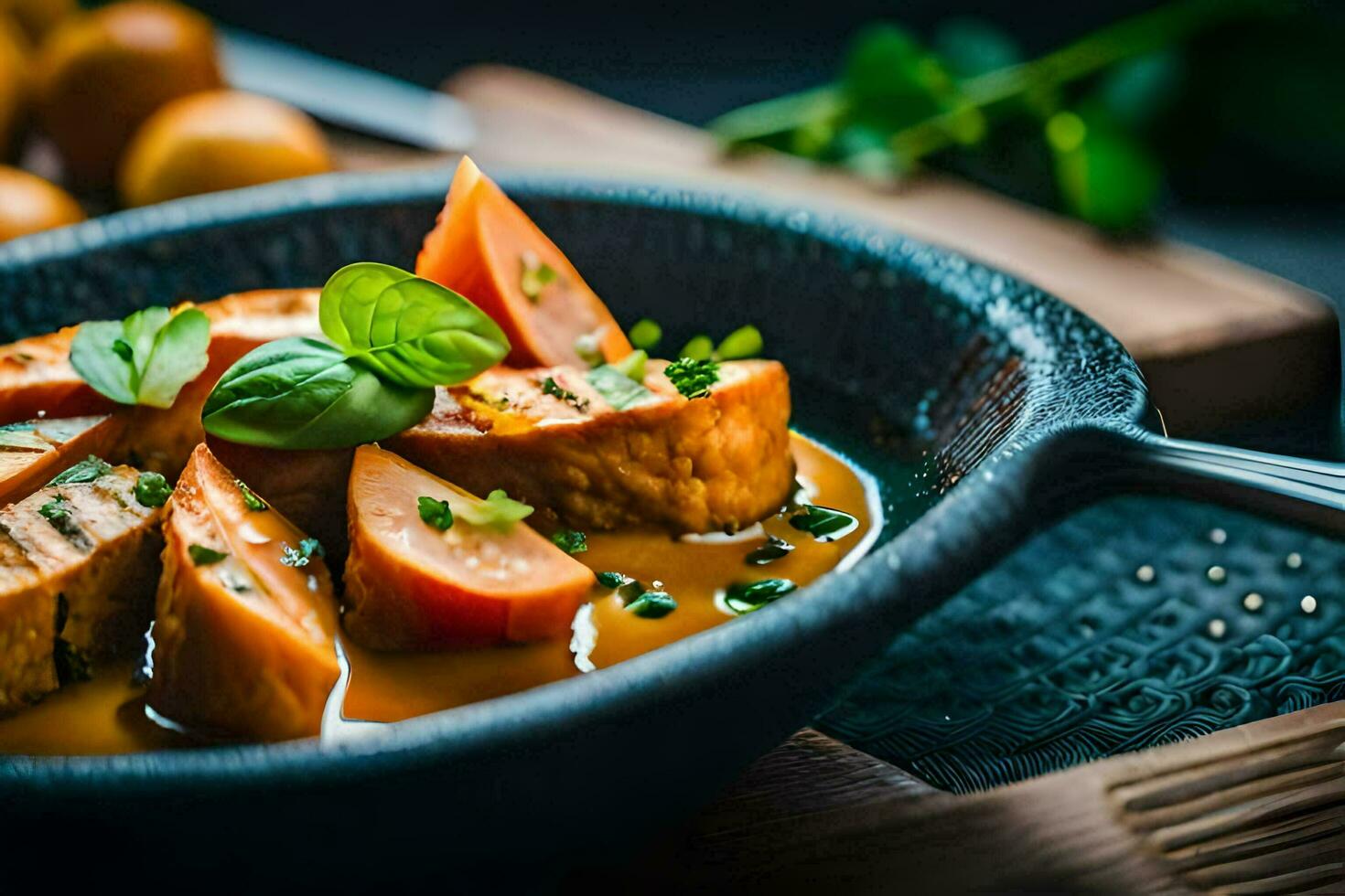 une bol de nourriture avec Viande et des légumes. généré par ai photo