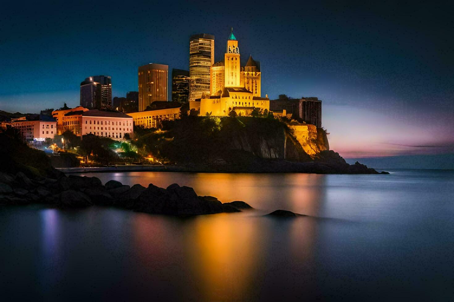 le ville de Kiev, Ukraine, à nuit. généré par ai photo