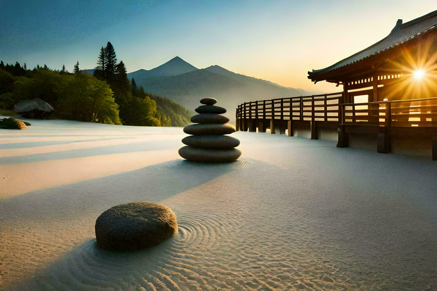 le Soleil monte plus de le montagnes dans le Contexte. généré par ai photo