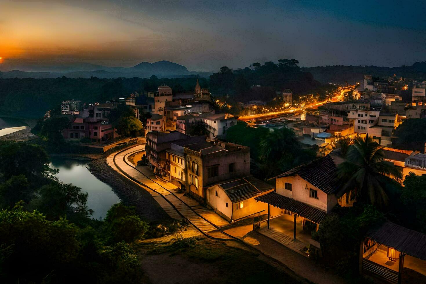 le coucher du soleil plus de le ville de Calcutta. généré par ai photo