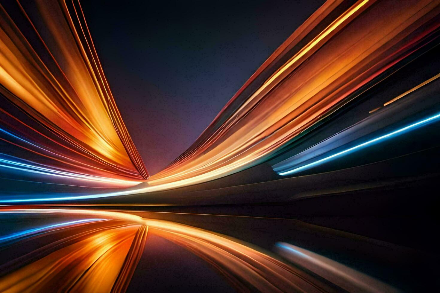 une longue exposition photographier de une voiture conduite sur une route. généré par ai photo